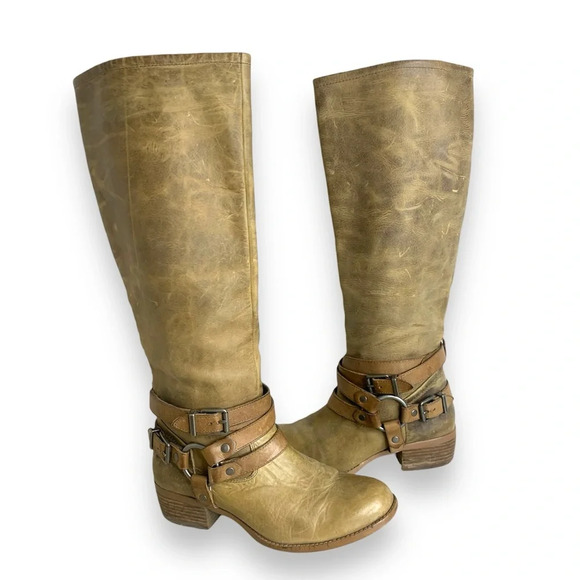 gianni bini Shoes - GIANNI  BINI Light Beige Tan Leather Upper Calf High Riding Boots Size 8M